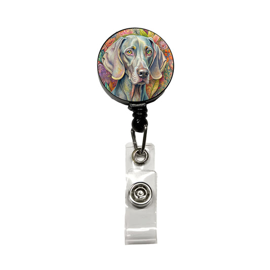 Weimaraner Dog French Bohemian Art Retractable ID Key Card Name Tag Badge Holder with Clip