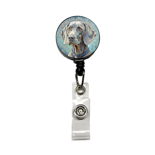 Weimaraner Dog Illustration Retractable ID Key Card Name Tag Badge Holder with Clip