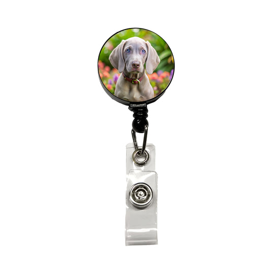 Weimaraner Dog Puppy Photo Retractable ID Key Card Name Tag Badge Holder with Clip