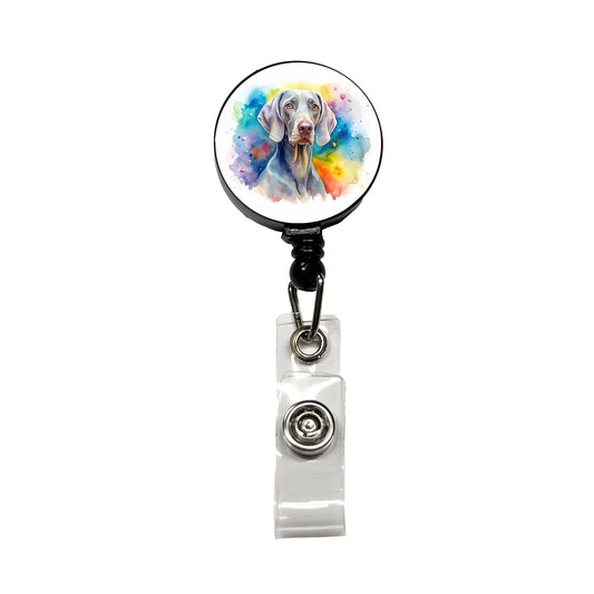 Weimaraner Dog Watercolor Style Retractable ID Key Card Name Tag Badge Holder with Clip