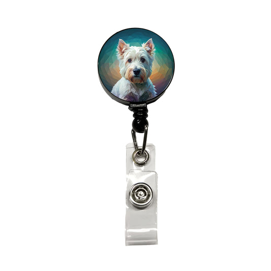 West Highland White Terrier Westie Abstract Stylized Art Retractable ID Key Card Name Tag Badge Holder with Clip