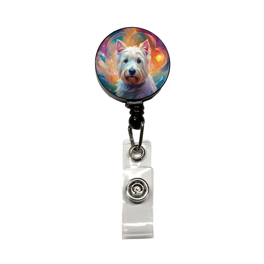 West Highland White Terrier Westie Dog Abstract Art Retractable ID Key Card Name Tag Badge Holder with Clip
