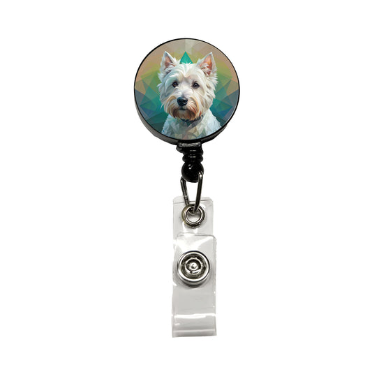 West Highland White Terrier Westie Dog Contemporary Art Retractable ID Key Card Name Tag Badge Holder with Clip