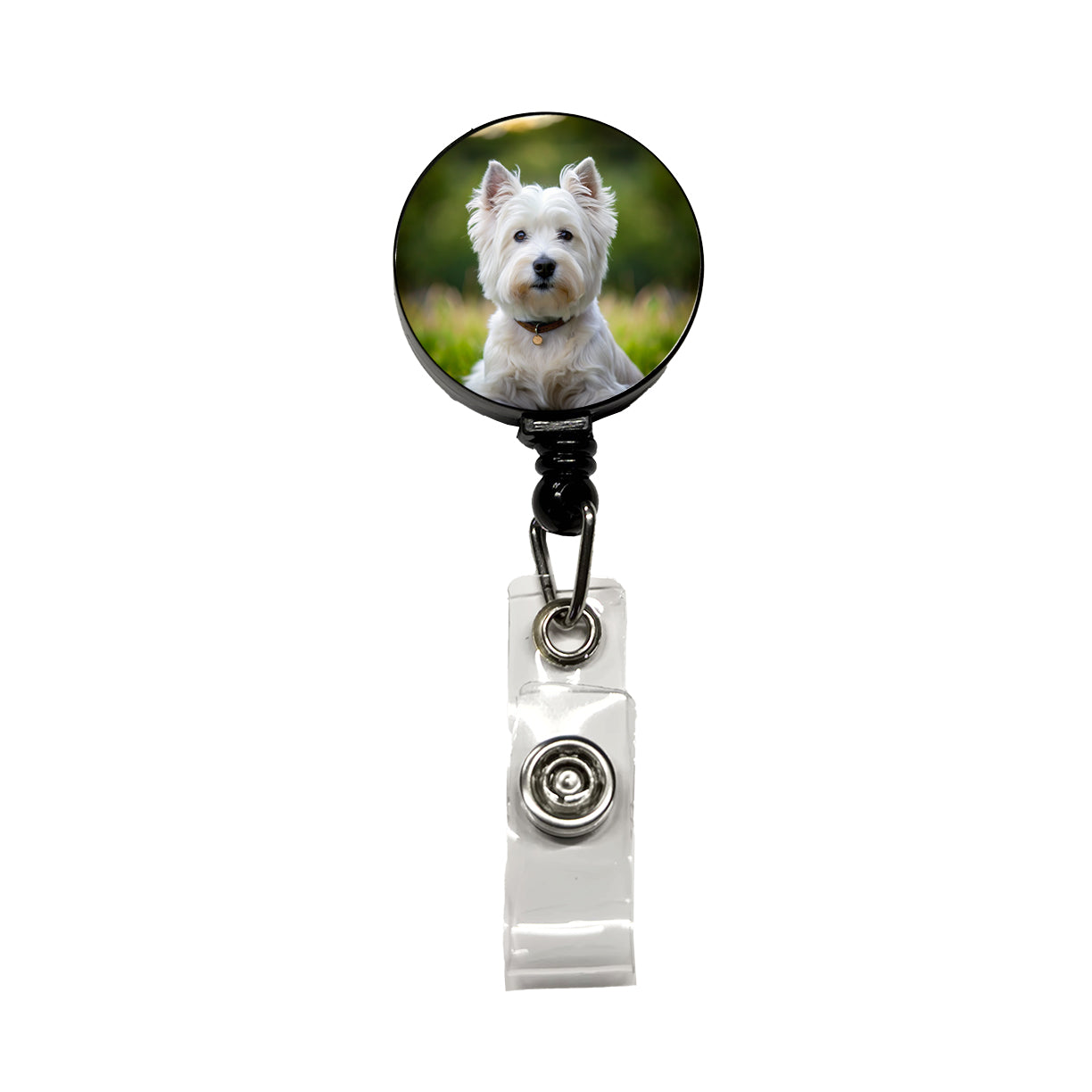 West Highland White Terrier Westie Dog Photo Retractable ID Key Card Name Tag Badge Holder with Clip
