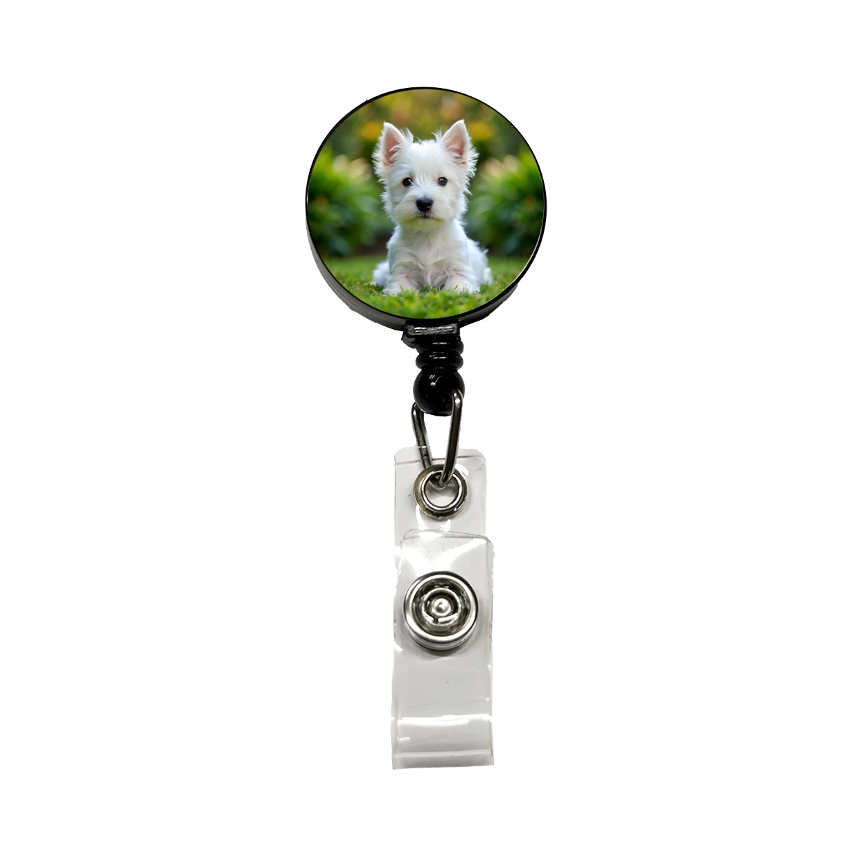West Highland White Terrier Westie Dog Puppy Photo Retractable ID Key Card Name Tag Badge Holder with Clip