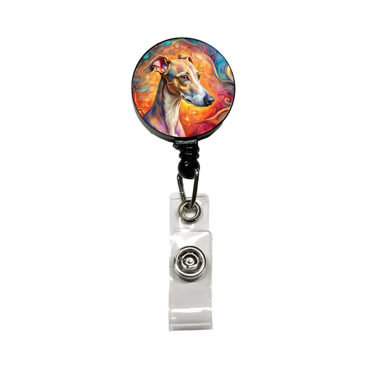 Whippet Dog Abstract Art Retractable ID Key Card Name Tag Badge Holder with Clip