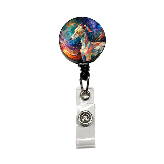 Whippet Dog Abstract Stylized Art Retractable ID Key Card Name Tag Badge Holder with Clip