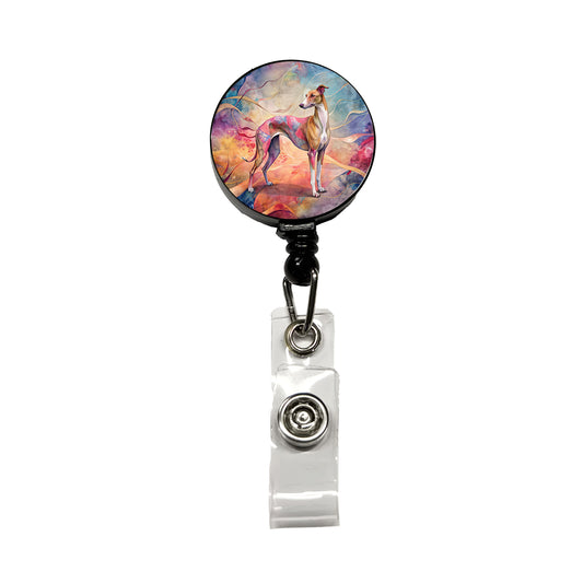 Whippet Dog Contemporary Art Retractable ID Key Card Name Tag Badge Holder with Clip
