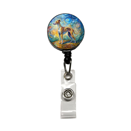 Whippet Dog Expressionism Art Retractable ID Key Card Name Tag Badge Holder with Clip