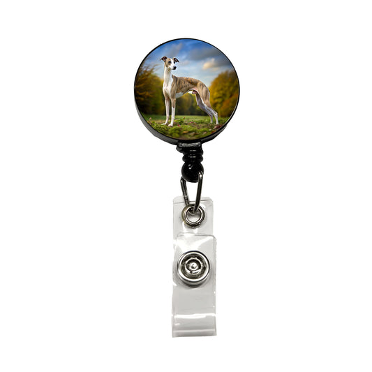 Whippet Dog Photo Retractable ID Key Card Name Tag Badge Holder with Clip