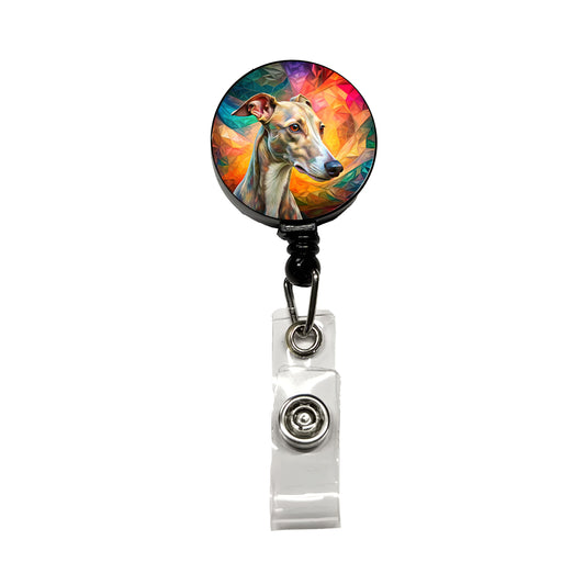Whippet Dog Pop Art Retractable ID Key Card Name Tag Badge Holder with Clip