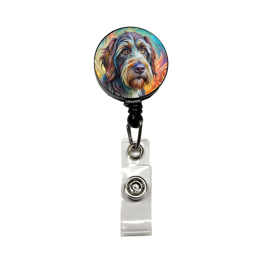 Wirehaired Pointing Griffon Dog Abstract Art Retractable ID Key Card Name Tag Badge Holder with Clip