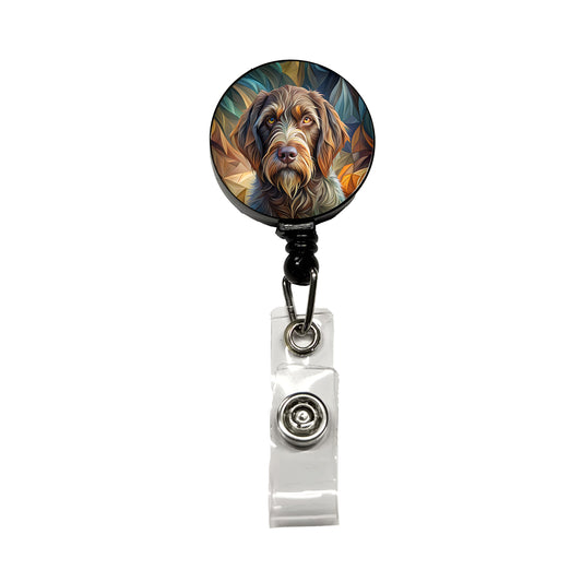 Wirehaired Pointing Griffon Dog Abstract Stylized Art Retractable ID Key Card Name Tag Badge Holder with Clip