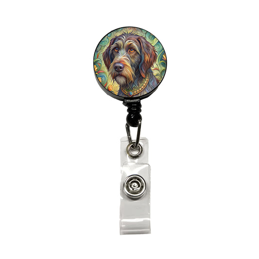 Wirehaired Pointing Griffon Dog Art Nouveau Retractable ID Key Card Name Tag Badge Holder with Clip