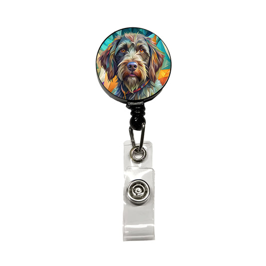 Wirehaired Pointing Griffon Dog Contemporary Art Retractable ID Key Card Name Tag Badge Holder with Clip