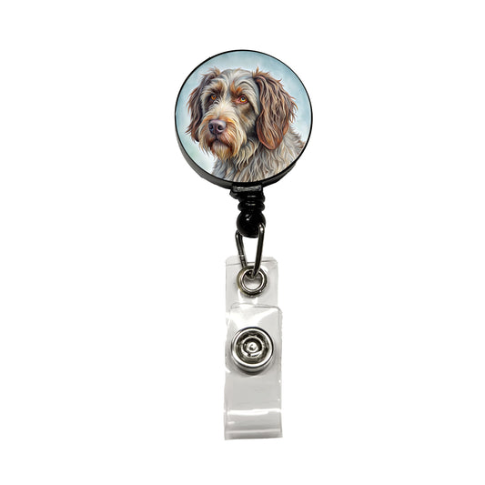 Wirehaired Pointing Griffon Dog Illustration Retractable ID Key Card Name Tag Badge Holder with Clip