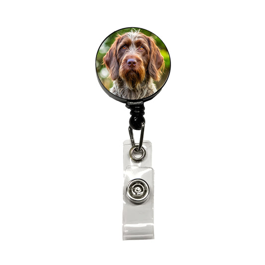Wirehaired Pointing Griffon Dog Photo Retractable ID Key Card Name Tag Badge Holder with Clip