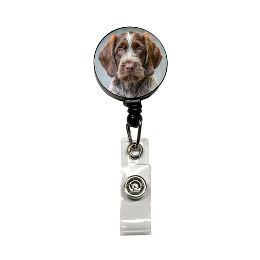 Wirehaired Pointing Griffon Dog Puppy Photo Retractable ID Key Card Name Tag Badge Holder with Clip