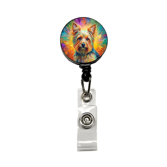 Yorkshire Terrier Yorkie Dog Abstract Art Retractable ID Key Card Name Tag Badge Holder with Clip