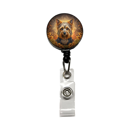 Yorkshire Terrier Yorkie Dog Art Nouveau Retractable ID Key Card Name Tag Badge Holder with Clip