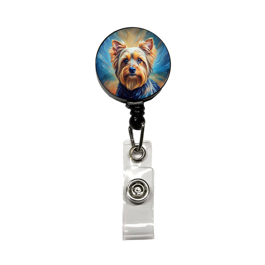 Yorkshire Terrier Yorkie Dog Expressionism Art Retractable ID Key Card Name Tag Badge Holder with Clip