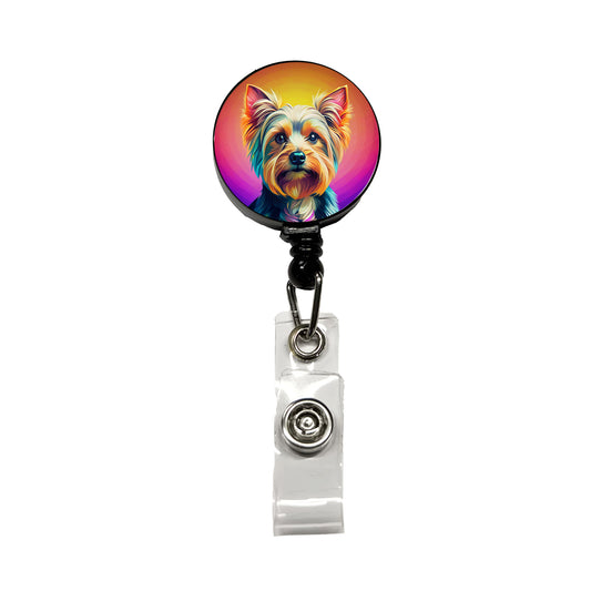 Yorkshire Terrier Yorkie Dog Pop Art Retractable ID Key Card Name Tag Badge Holder with Clip