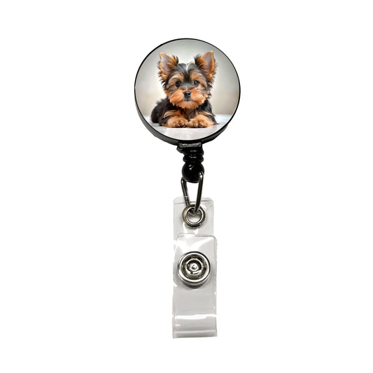 Yorkshire Terrier Yorkie Dog Puppy Photo Retractable ID Key Card Name Tag Badge Holder with Clip