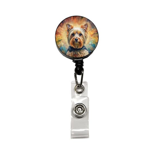 Yorkshire Terrier Yorkie French Bohemian Art Retractable ID Key Card Name Tag Badge Holder with Clip