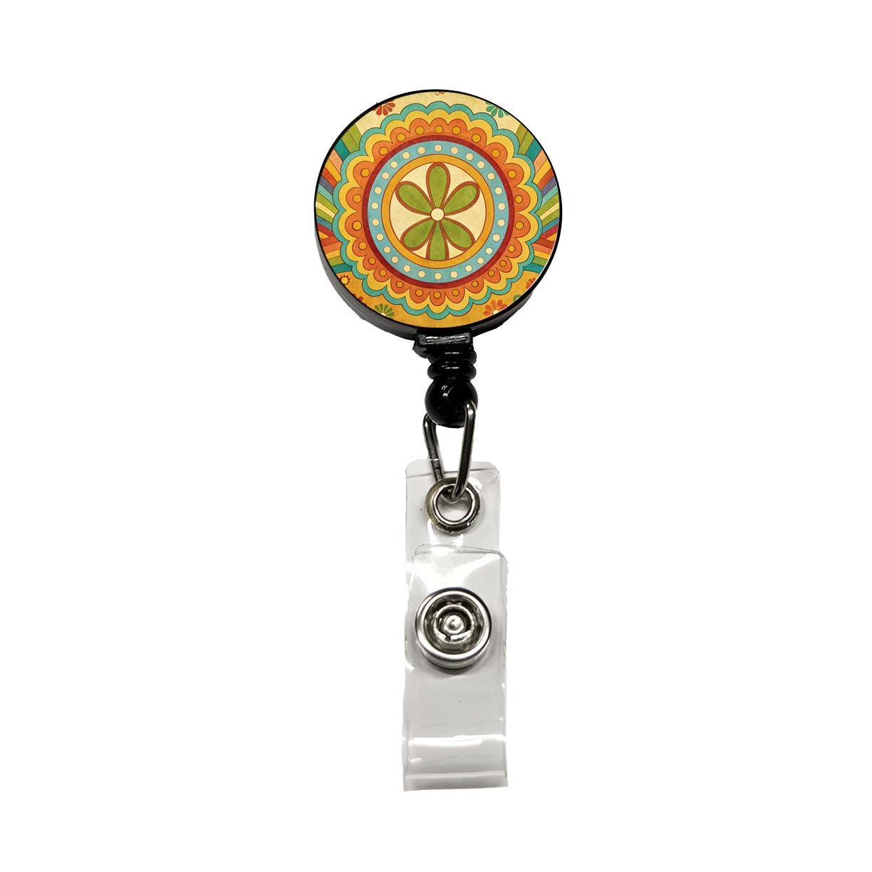 70's Retro Groovy Hippie Design Retractable ID Key Card Name Tag Badge Holder with Clip