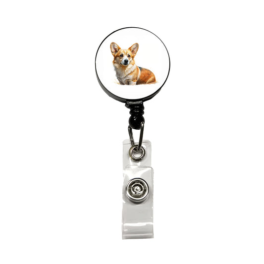 Corgi Cute Illustration Retractable ID Key Card Name Tag Badge Holder with Clip
