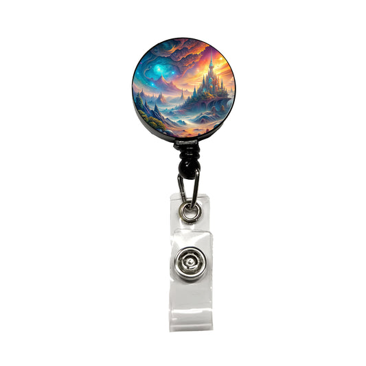 Fantasy World Abstract Art Retractable ID Key Card Name Tag Badge Holder with Clip