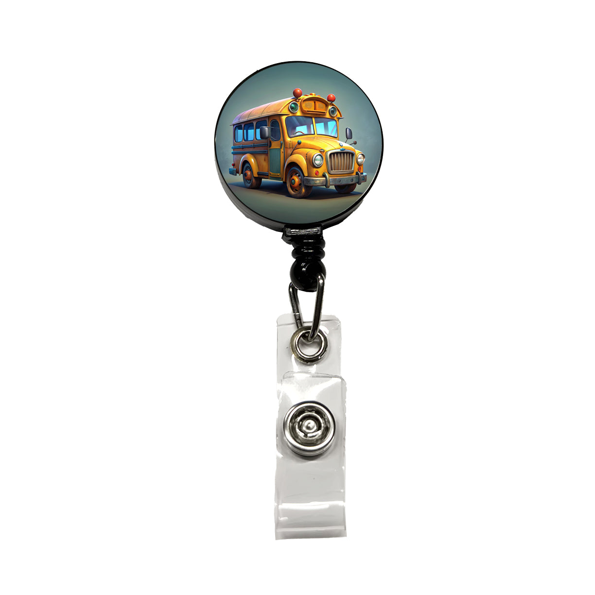 Funny School Short Bus Retractable ID Key Card Name Tag Badge Holder with Clip