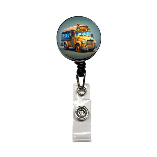 Funny School Short Bus Retractable ID Key Card Name Tag Badge Holder with Clip