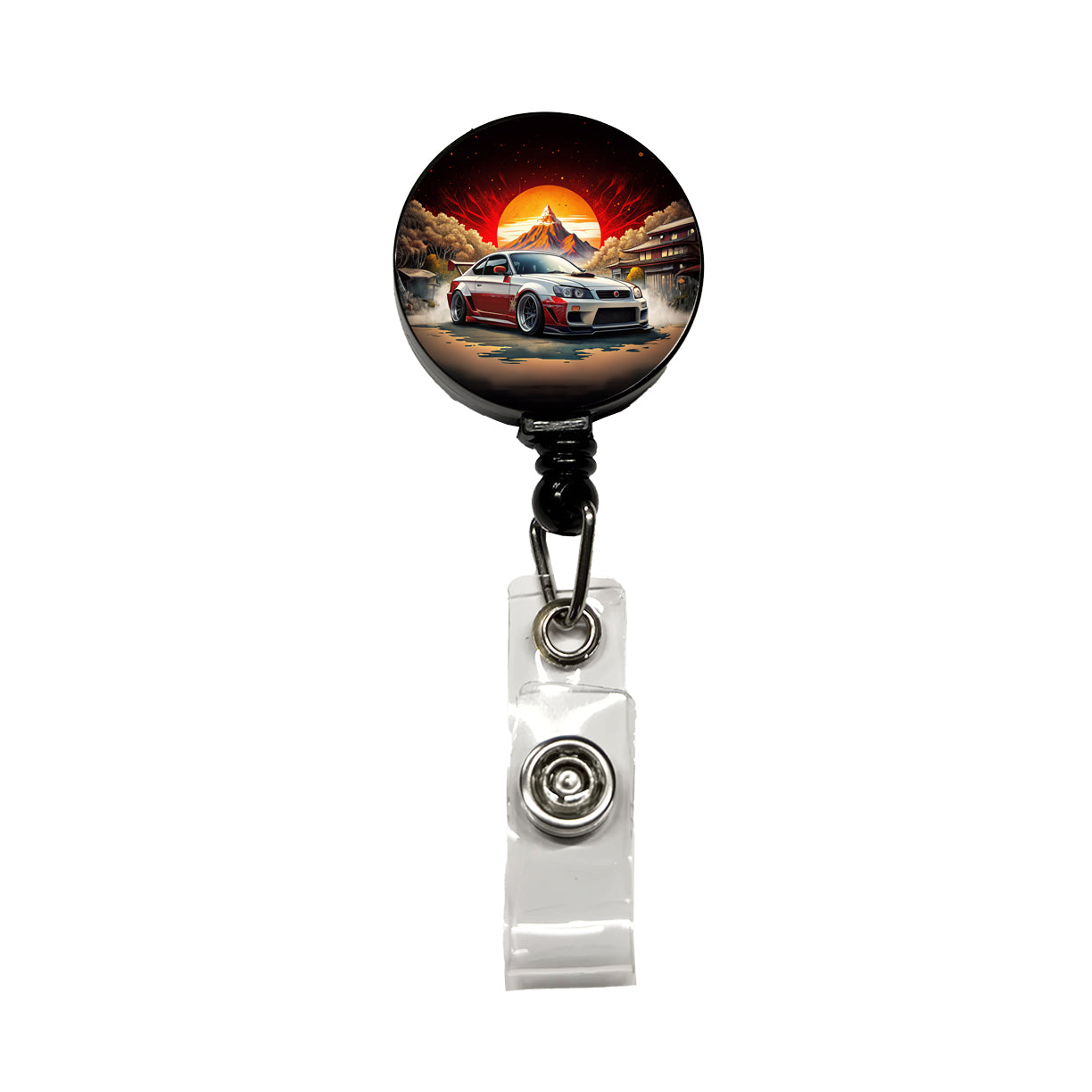 Japanese JDM Tuner Car Art Retractable ID Key Card Name Tag Badge Holder with Clip