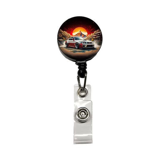 Japanese JDM Tuner Car Art Retractable ID Key Card Name Tag Badge Holder with Clip