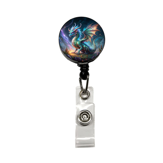 Magical Dragon Retractable ID Key Card Name Tag Badge Holder with Clip
