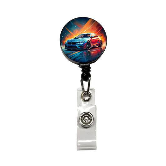 Modern German Muscle Tuner Car Art Retractable ID Key Card Name Tag Badge Holder with Clip