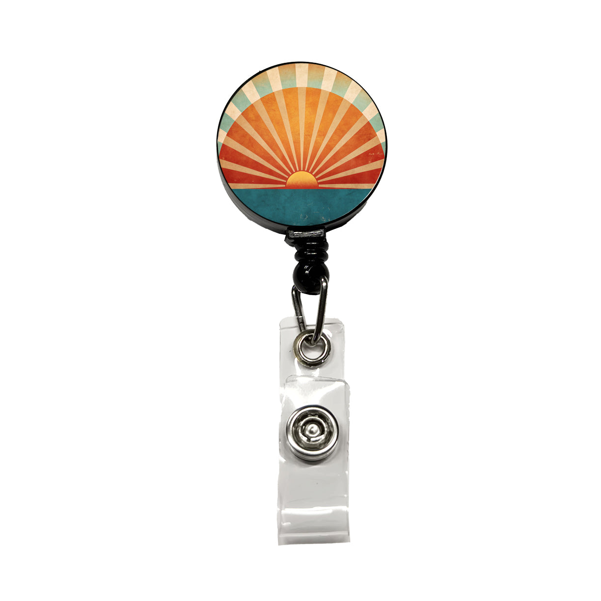 Retro Vintage Rising Sun Design Retractable ID Key Card Name Tag Badge Holder with Clip