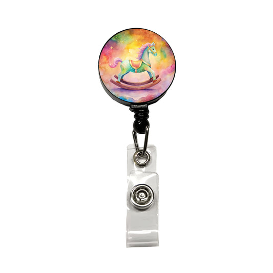 Rocking Horse For A Girl Retractable ID Key Card Name Tag Badge Holder with Clip
