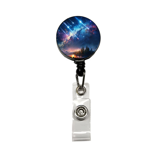 Sci-fi Colorful Meteor Shower Retractable ID Key Card Name Tag Badge Holder with Clip