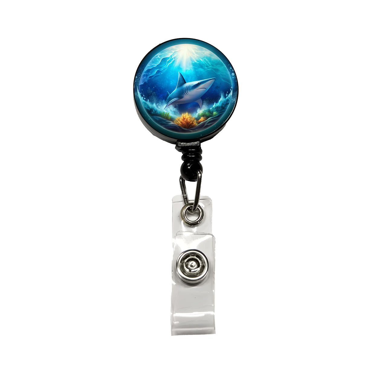 Shark Ocean Bubble Retractable ID Key Card Name Tag Badge Holder with Clip
