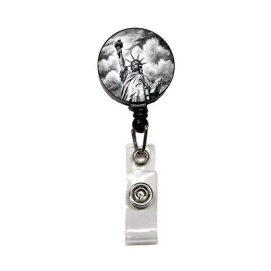 Sketch Of Statue Of Liberty New York City Retractable ID Key Card Name Tag Badge Holder with Clip