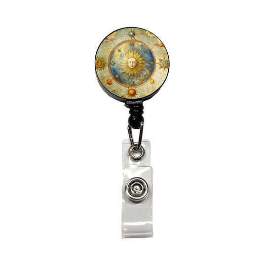 Vintage Sun Moon Celestial Map Retractable ID Key Card Name Tag Badge Holder with Clip