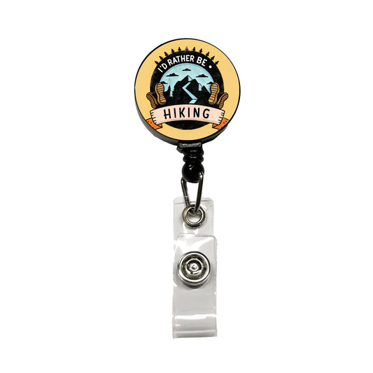 I'd Rather Be Hiking Retractable ID Key Card Name Tag Badge Holder with Clip
