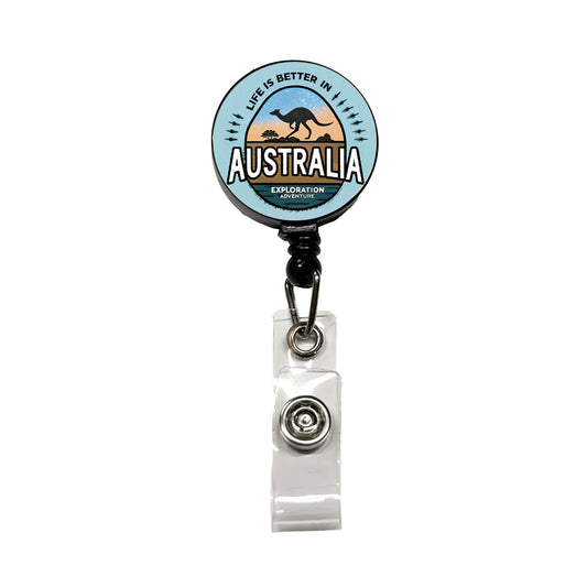 Life Is Better In Australia Retractable ID Key Card Name Tag Badge Holder with Clip