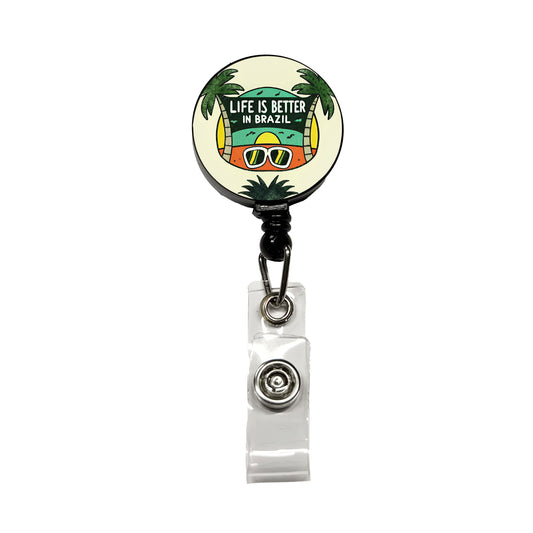 Life Is Better In Brazil Retractable ID Key Card Name Tag Badge Holder with Clip
