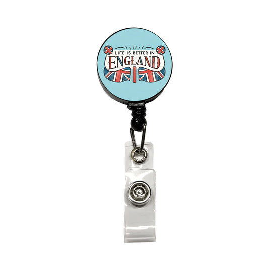 Life Is Better In England Retractable ID Key Card Name Tag Badge Holder with Clip