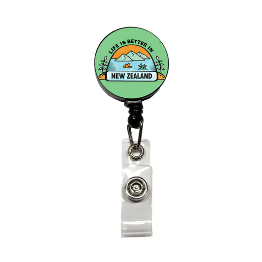 Life Is Better In New Zealand Retractable ID Key Card Name Tag Badge Holder with Clip