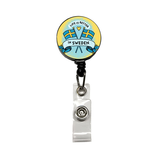 Life Is Better In Sweden Retractable ID Key Card Name Tag Badge Holder with Clip