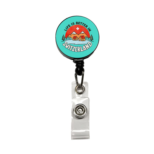 Life Is Better In Switzerland Retractable ID Key Card Name Tag Badge Holder with Clip